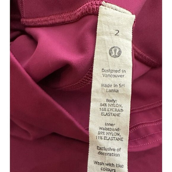 Lululemon Base Pace High-Rise Magenta Size 2 EUC Runner Workout Gym Athletic - Picture 3 of 8